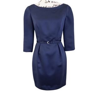 ABS Evening Collection Navy Blue Belted Boat Neck Dress